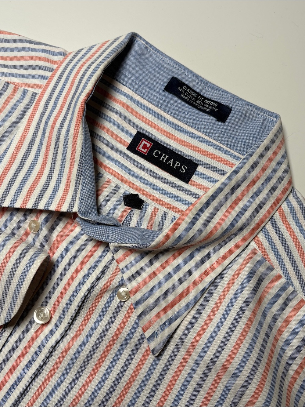 Chaps Oxford Striped Button Down Shirt 18.5 XL Vintage Preppy Grandmacore Boho..